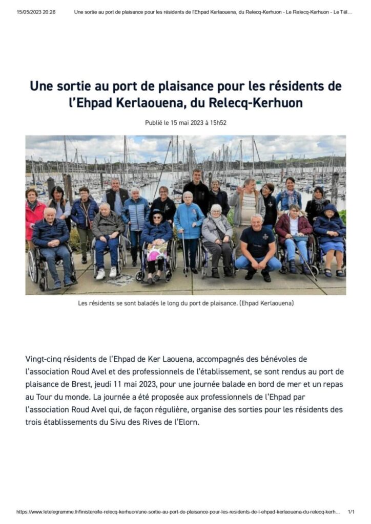 Une sortie au port de plaisance pour les residents de lEhpad Kerlaouena du Relecq Kerhuon – Brest